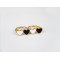 gold plated glazed heart double fingers ring R-0654