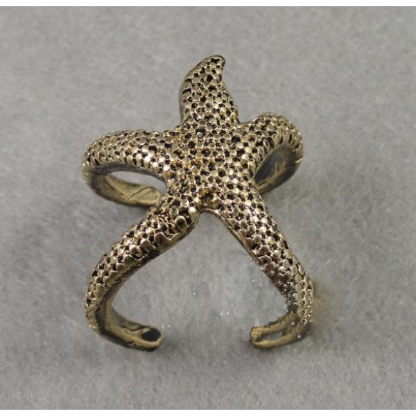 vintage style bronze/vintage gold starfish ring #7 R-0579