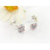 charming silver plated colorful rhinestone heart star ear stud E-1027