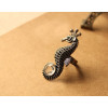 vintage bronze/silver rhinestone sea horse  ring R-0664