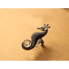 vintage bronze/silver rhinestone sea horse  ring R-0664