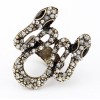 vintage style rhinestone double head snake ring R-0039