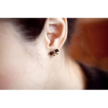 gold plated red pink,blue black rhinestone bowknot ear stud E-1523