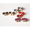 gold plated red pink,blue black rhinestone bowknot ear stud E-1523