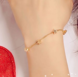 gold tone copper cute star heart bracelet anklet B-0130