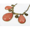 retro Vintage carving man made dripping gemstone necklace N-0771