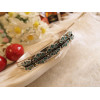 B-0178 vintage style silver bronze C shape glazed flower bangle