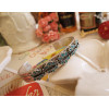 B-0178 vintage style silver bronze C shape glazed flower bangle