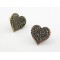 vintage style bronze copper tone alloy rhinestone heart ring adjustable R-0686