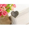 vintage style bronze copper tone alloy rhinestone heart ring adjustable R-0686