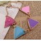 gold plated glazed triangle geometrical bracelet necklace set  N-4546  B-0025