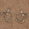 Vintage style silver/bronze rhinestone flower snake dangle necklace earring E-1174