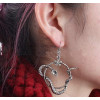 Vintage style silver/bronze rhinestone flower snake dangle necklace earring E-1174