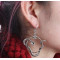 Vintage style silver/bronze rhinestone flower snake dangle necklace earring E-1174