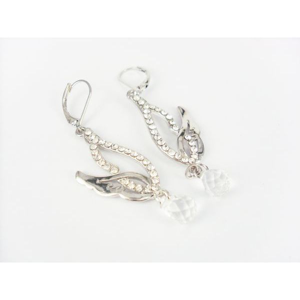 E-1062 Charming silver plated rhinestone angel wing crystal drip earring