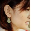 E-1145 Retro Enamel Green Military Uniform Army Lovers Uneven Dangle Earring