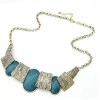 N-1036 European style luxurious fashion simple stripe polygonal gem necklace