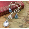 E-1177 Vintage Style rattan leaf crystal drip ear cuff ear stud
