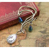 E-1177 Vintage Style rattan leaf crystal drip ear cuff ear stud