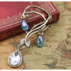 E-1177 Vintage Style rattan leaf crystal drip ear cuff ear stud