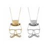 N-2872 Hot Retro Cosplay Rock Mustache Glasses Hat Face Charm Pendant Necklace