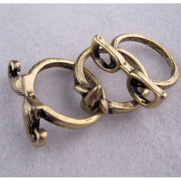 R-0185 Vintage Style Bronze Silver Glasses nose beard ring set 3 pieces