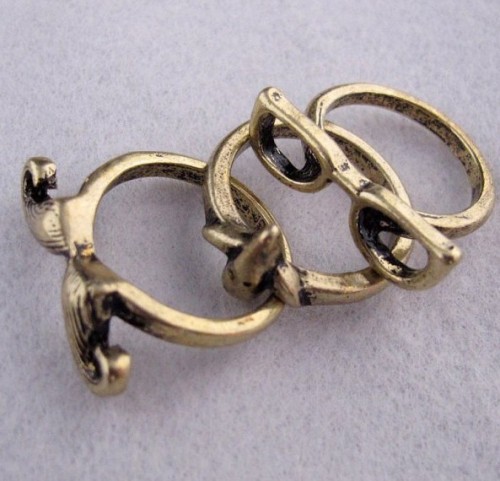 R-0185 Vintage Style Bronze Silver Glasses nose beard ring set 3 pieces
