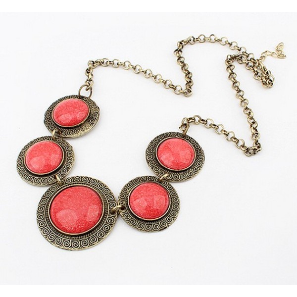 retro Vintage carving man made gemstone necklace N-1033