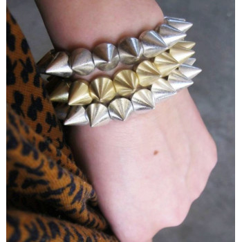 B-0022 punk style gold silver bronze gun black tone rivet Stretch bracelet