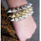 B-0022 punk style gold silver bronze gun black tone rivet Stretch bracelet