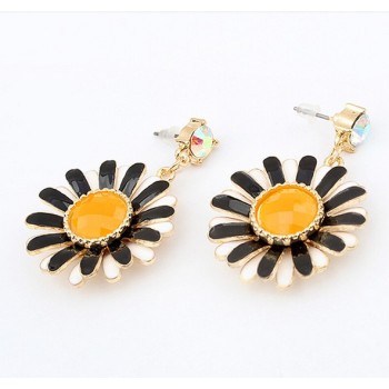 E-0231 New Multi Layer Enamel Petal Flower Colorful Rhinestone Ear Stud Earrings