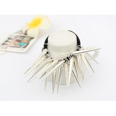 F-0062 punk style silver gold tone Triangular pyramidal hairband rope