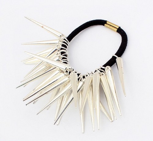 F-0062 punk style silver gold tone Triangular pyramidal hairband rope