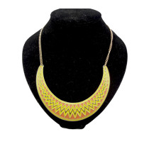 N-2104 gold plated geometry crescent Enamel wave Shape Necklace