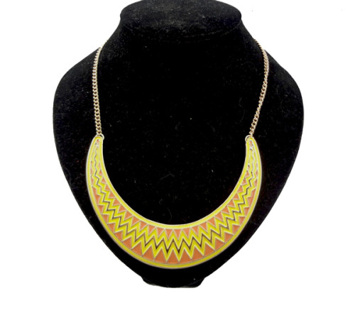 N-2104 gold plated geometry crescent Enamel wave Shape Necklace