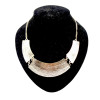 N-2092 gold plated geometry crescent Enamel zebra-stripe Necklace