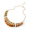 N-2092 gold plated geometry crescent Enamel zebra-stripe Necklace