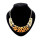 N-2092 gold plated geometry crescent Enamel zebra-stripe Necklace