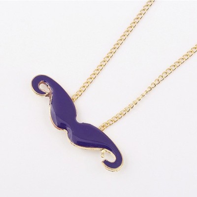 N-2784 Gold Plated Glazed Beard Mustache Necklace