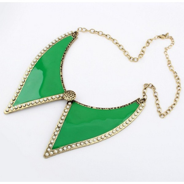 N-4556 retro Glazed pearl bowknot collar  Necklace
