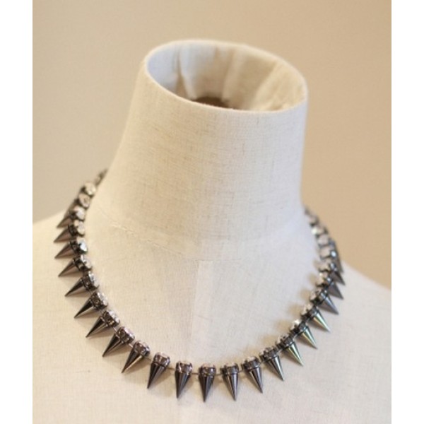 N-1288 Punk silver gold gun black Rivets rhinestone choker necklace