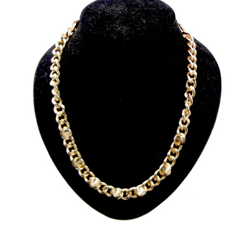 N-1309 gold plated punk rock gold gun black metal rivet necklace