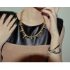 N-1309 gold plated punk rock gold gun black metal rivet necklace