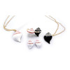 S-0020 charming enamel rhinestone conch shape necklace ring earring set