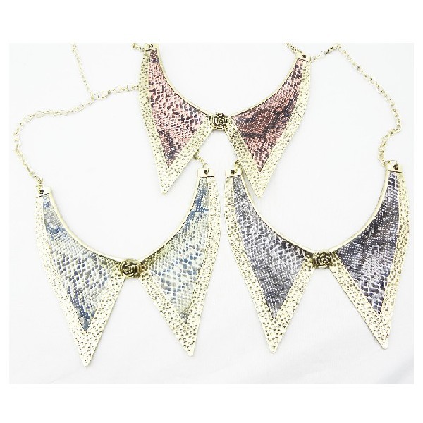 N-4599 retro rose flower snake skin bowknot collar  choker Necklace
