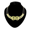 N-4521 punk gold plated metal enamel stripe knit Geometric Necklace