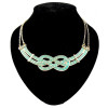 N-4521 punk gold plated metal enamel stripe knit Geometric Necklace