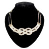 N-4521 punk gold plated metal enamel stripe knit Geometric Necklace