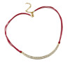 N-1041 Bohemia Style Charming Gold Plated Curved crescent rhinestone necklace