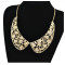 N-2024 gold plated Metal Hollow Out Lace Design Flower Collar Choker Necklace